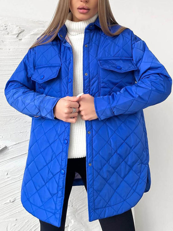 Quilted Jackets- Winter Cotton Longline Tie-Belt Coat Quilted Jacket- - Pekosa Women Clothing