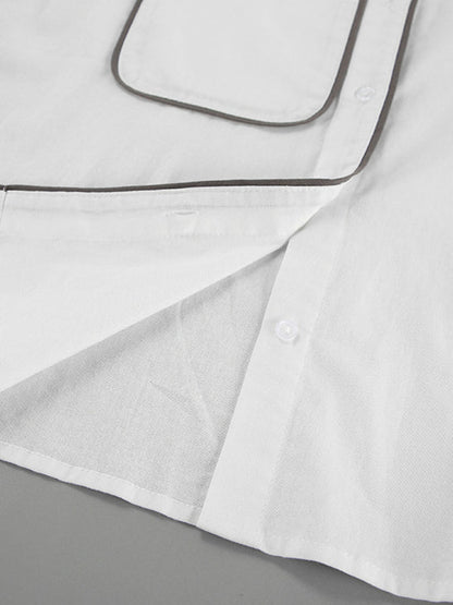 Shorts Set- Cotton Vacay Set: Balloon Sleeve Shirt + High Rise Shorts- - Pekosa Women Clothing