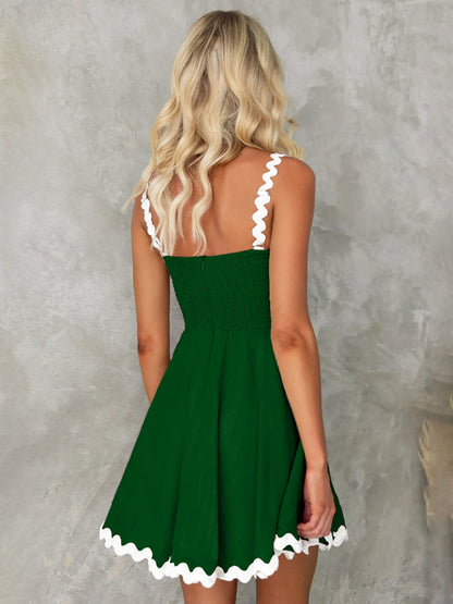 Summer Dresses- Essential A-Line Cami Dress with Ric-Rac Trim- - Pekosa Women Clothing