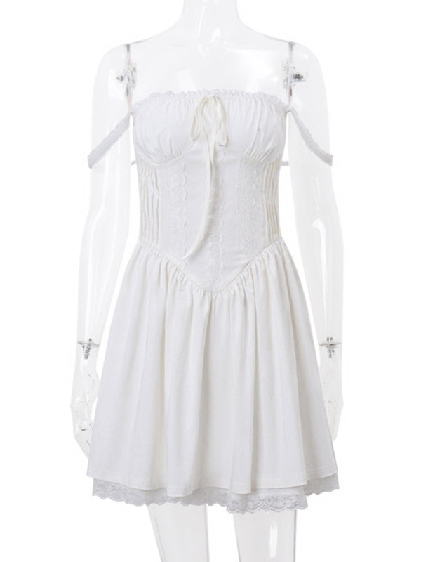 Summer Dresses- Romantic Solid Cami Dress for Boho Gatherings- - Pekosa Women Clothing