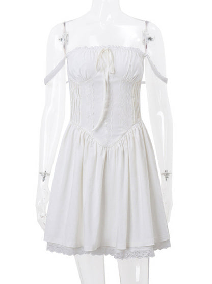 Summer Dresses- Romantic Solid Cami Dress for Boho Gatherings- - Pekosa Women Clothing
