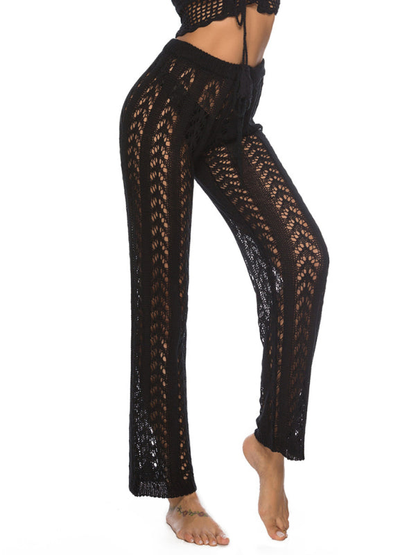 Summer Pants- Summer Swim Cover-Up - Crochet Open Knit Vacation Pants- - Pekosa Women Clothing