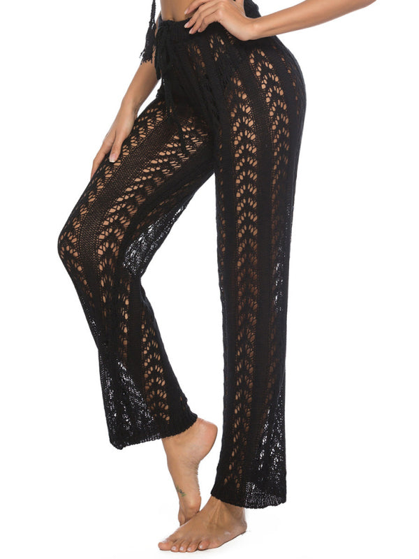 Summer Pants- Summer Swim Cover-Up - Crochet Open Knit Vacation Pants- - Pekosa Women Clothing