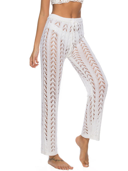 Summer Pants- Summer Swim Cover-Up - Crochet Open Knit Vacation Pants- - Pekosa Women Clothing