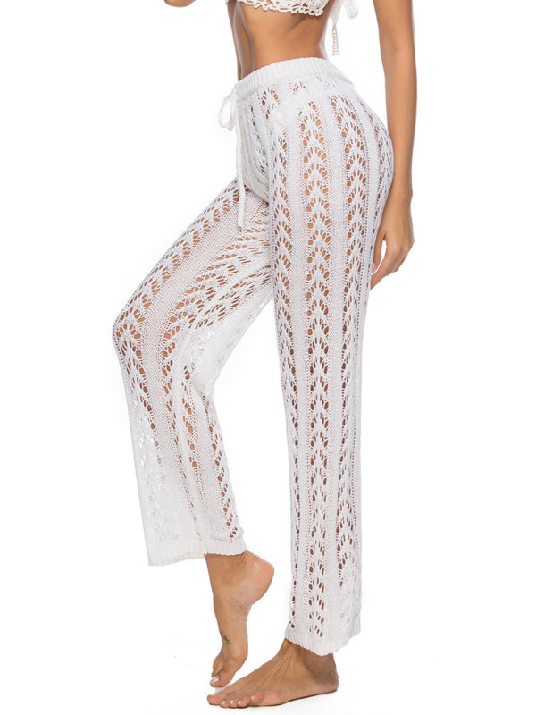 Summer Pants- Summer Swim Cover-Up - Crochet Open Knit Vacation Pants- - Pekosa Women Clothing
