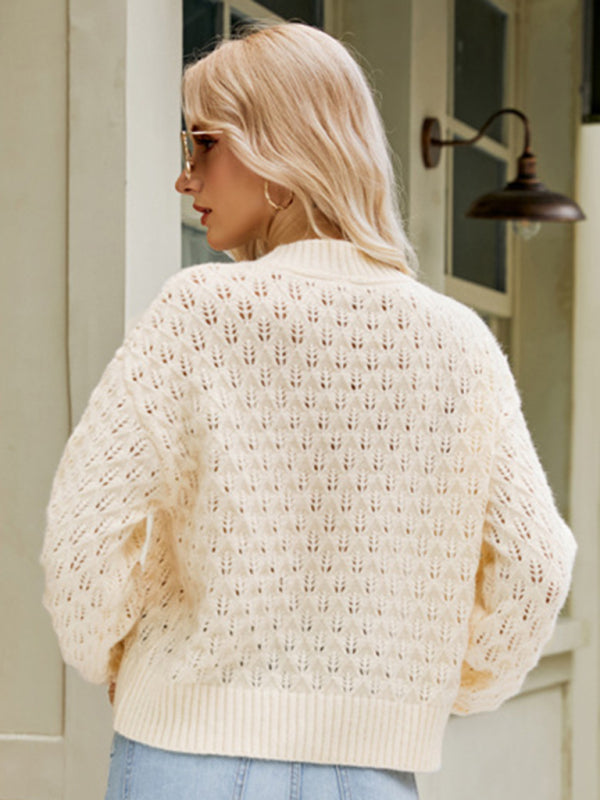 Sweaters- Cozy Oversized Open Knit Sweater - Everyday Chic Knitwear- - Pekosa Women Clothing