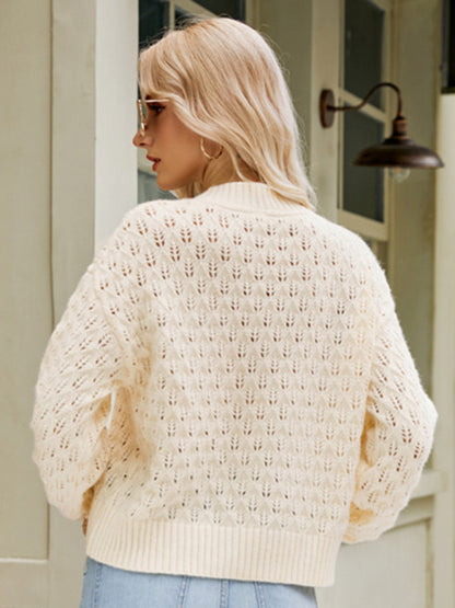 Sweaters- Cozy Oversized Open Knit Sweater - Everyday Chic Knitwear- - Pekosa Women Clothing