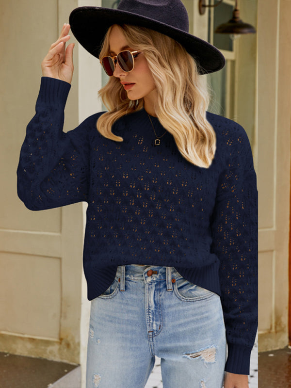 Sweaters- Cozy Oversized Open Knit Sweater - Everyday Chic Knitwear- - Pekosa Women Clothing