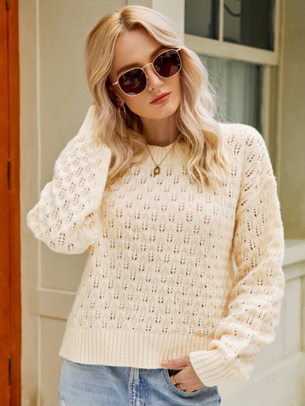 Sweaters- Cozy Oversized Open Knit Sweater - Everyday Chic Knitwear- - Pekosa Women Clothing