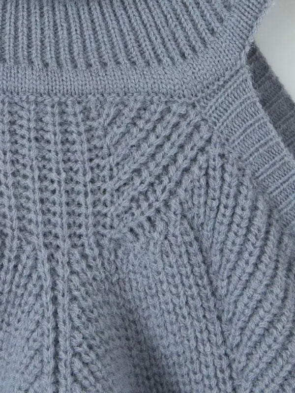 Sweaters- Knit Cold Shoulder Turtleneck Bolero Sweater- - Pekosa Women Fashion