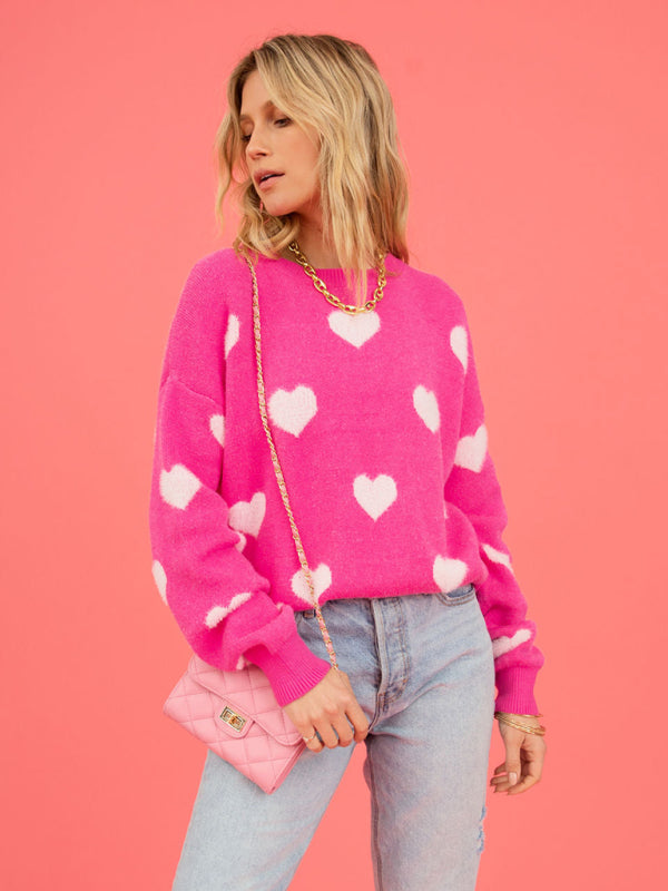 Sweaters- Love-Inspired Knitwear Cozy Valentine’s Day Sweater Jumper- - Pekosa Women Clothing