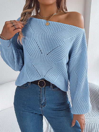 Sweaters- Timeless Boatneck Knit Sweater for Fall- - Pekosa Women Clothing
