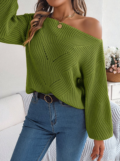 Sweaters- Timeless Boatneck Knit Sweater for Fall- - Pekosa Women Clothing
