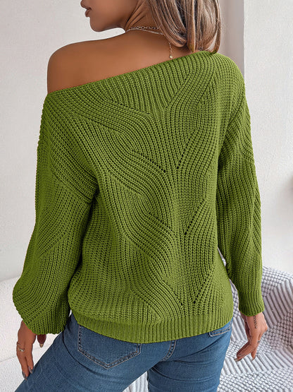 Sweaters- Timeless Boatneck Knit Sweater for Fall- - Pekosa Women Clothing