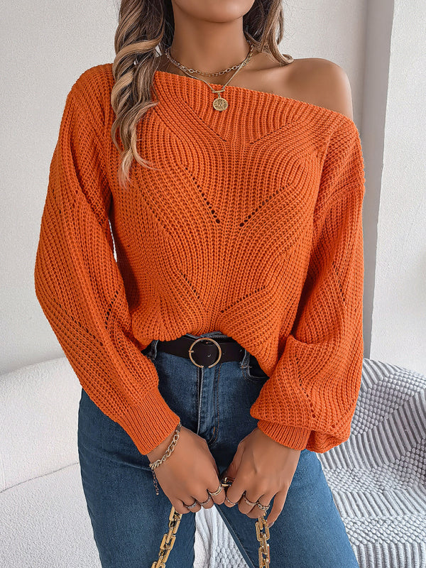 Sweaters- Timeless Boatneck Knit Sweater for Fall- - Pekosa Women Clothing