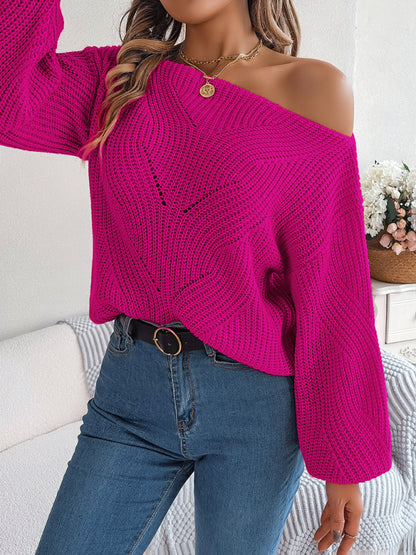 Sweaters- Timeless Boatneck Knit Sweater for Fall- - Pekosa Women Clothing