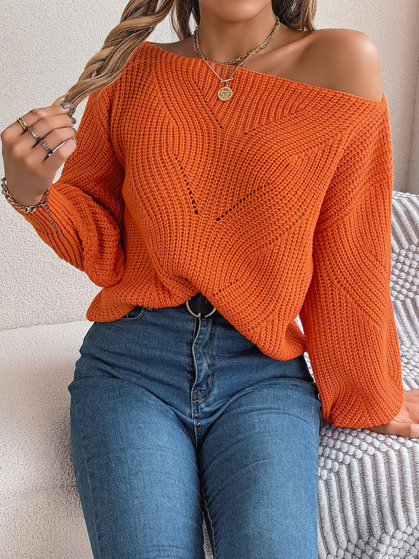 Sweaters- Timeless Boatneck Knit Sweater for Fall- - Pekosa Women Clothing