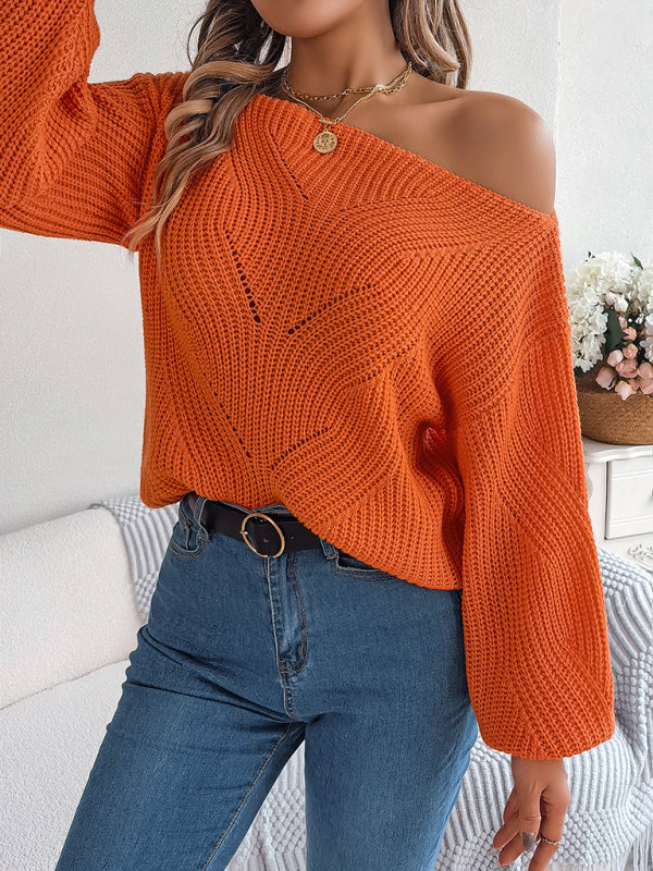 Sweaters- Timeless Boatneck Knit Sweater for Fall- - Pekosa Women Clothing