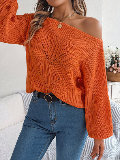 Sweaters- Timeless Boatneck Knit Sweater for Fall- - Pekosa Women Clothing