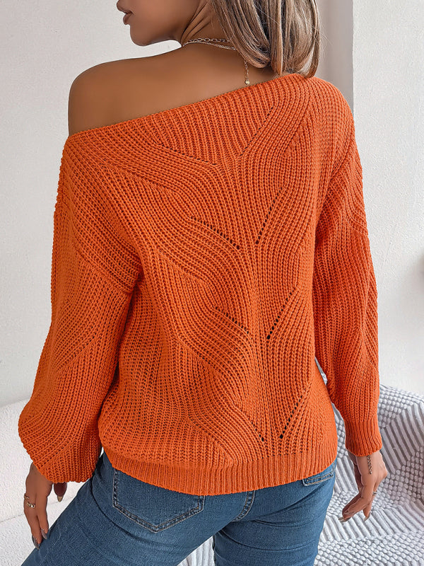 Sweaters- Timeless Boatneck Knit Sweater for Fall- - Pekosa Women Clothing