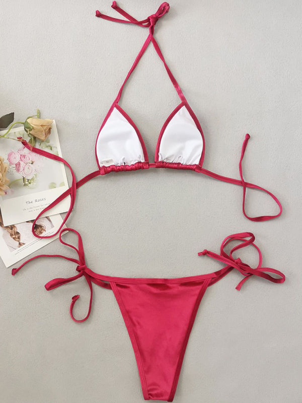 Swimsuits- Velvet Waves Beach 2-Piece Gold Bikini Set with Wireless Bra- - Pekosa Women Clothing