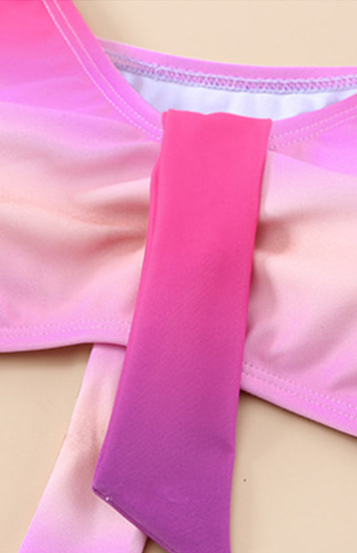 Swimwear- Summer Gradient 2 Piece Bikini High Waist Bottom and Tie Bra- - Pekosa Women Clothing
