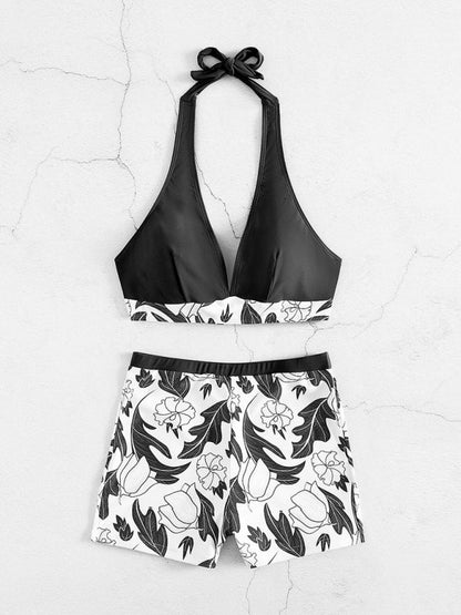Tankini Set- Tropical Romance: Two Piece Tankini Set for a Dreamy Summer- - Pekosa Women Clothing