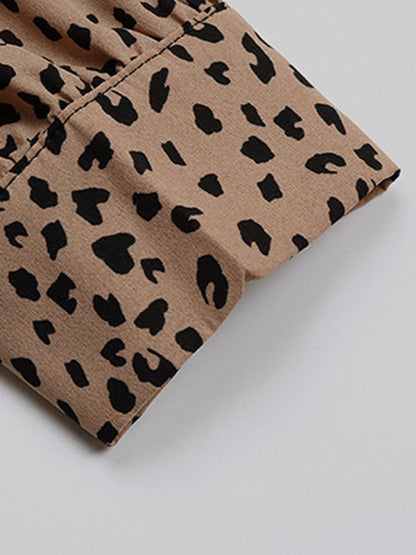 Top- Cheetah Print Tie Tunic Blouse - Women's Top- - Pekosa Women Clothing