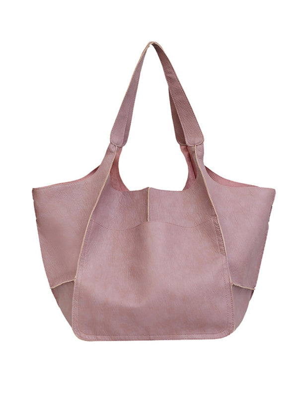 Tote Bags- Faux Leather Tote Shoulder Large Handbag- - Pekosa Women Clothing