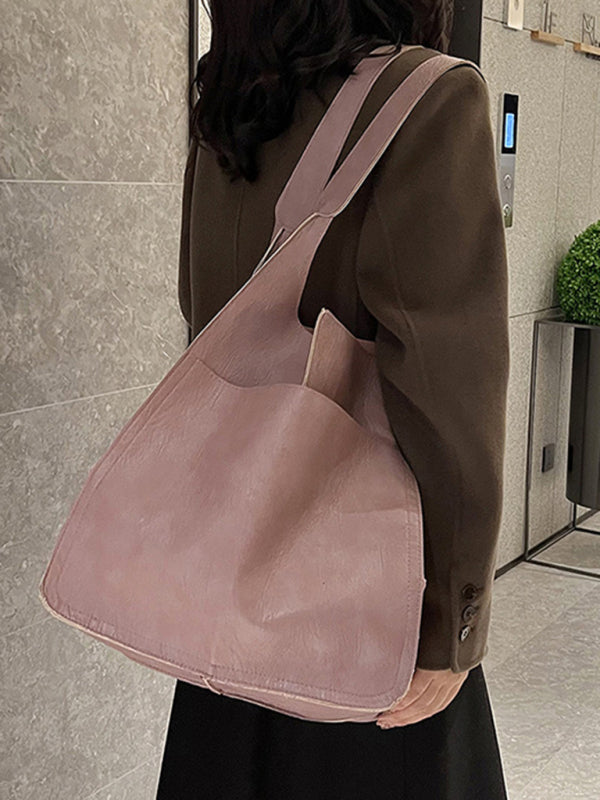 Tote Bags- Faux Leather Tote Shoulder Large Handbag- - Pekosa Women Clothing