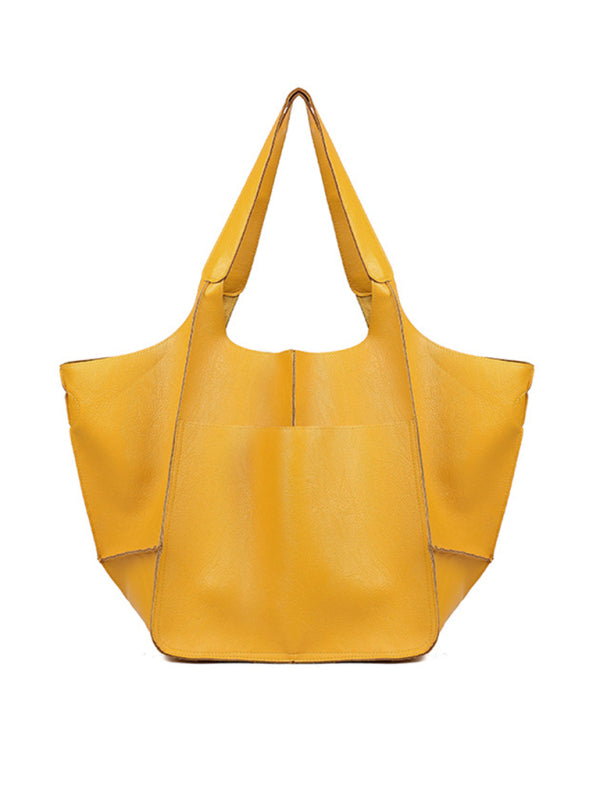 Tote Bags- Faux Leather Tote Shoulder Large Handbag- - Pekosa Women Clothing