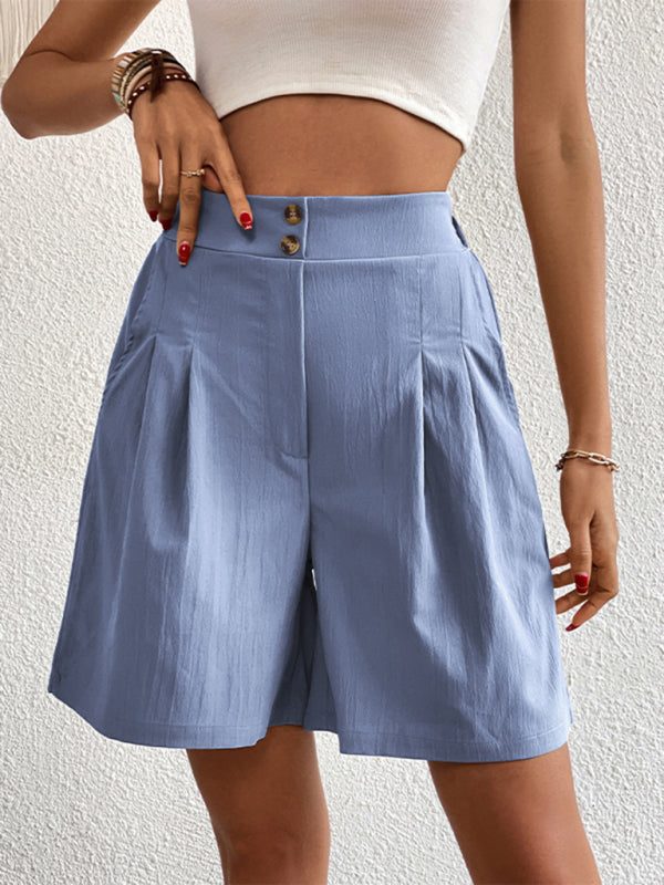 Pleated Shorts- Women's Loose Fit Pleated Shorts with Pockets- - Pekosa Women Fashion