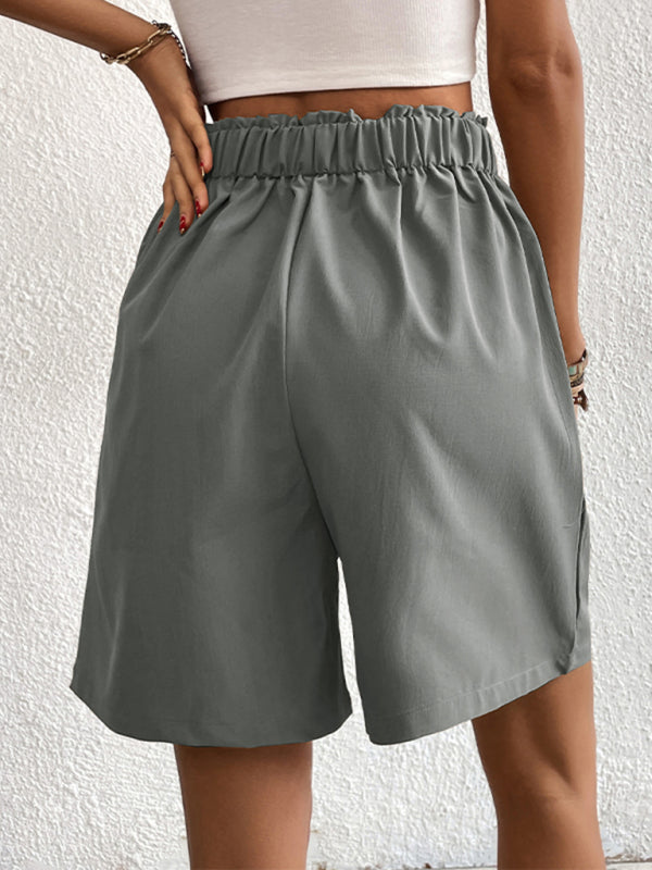 Pleated Shorts- Women's Loose Fit Pleated Shorts with Pockets- - Pekosa Women Fashion
